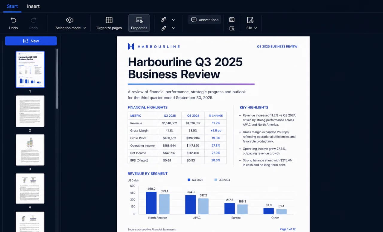 Univer PDF editing a quarterly business review